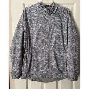 New Balance Gray Sz L Rain/Wind Resistant Jacket Womens Active Wear Lined Hooded